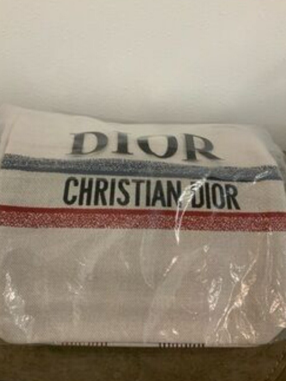 Christan Dior Canvas Tote in White with Blue & Red Stars & Stripes - Picture 4 of 6
